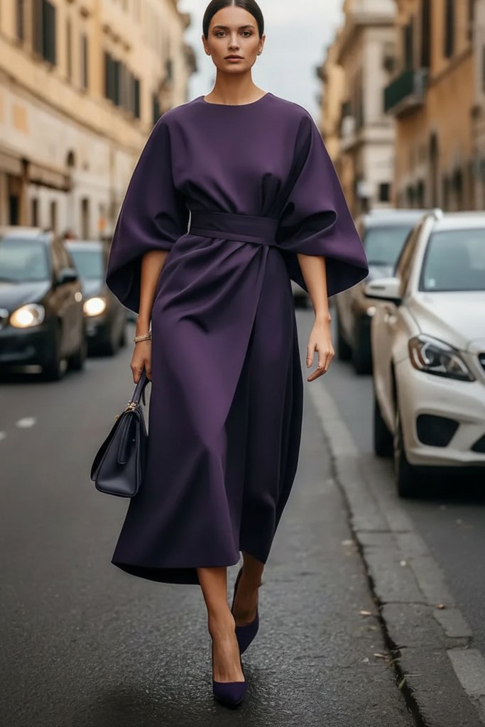 Clara | Elegantes Cocktailkleid in Midi-Länge mit Laternenärmeln und taillierter Silhouette 2