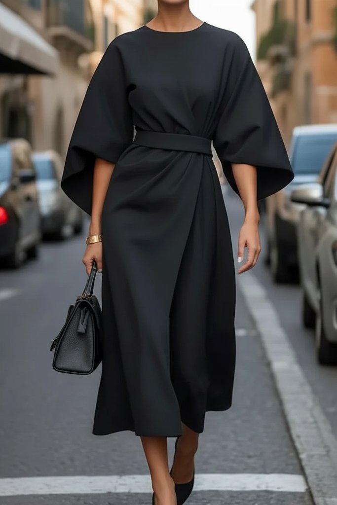 Clara | Elegantes Cocktailkleid in Midi-Länge mit Laternenärmeln und taillierter Silhouette 3