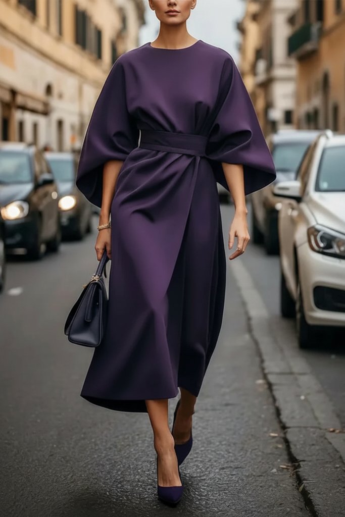 Clara | Elegantes Cocktailkleid in Midi-Länge mit Laternenärmeln und taillierter Silhouette 4