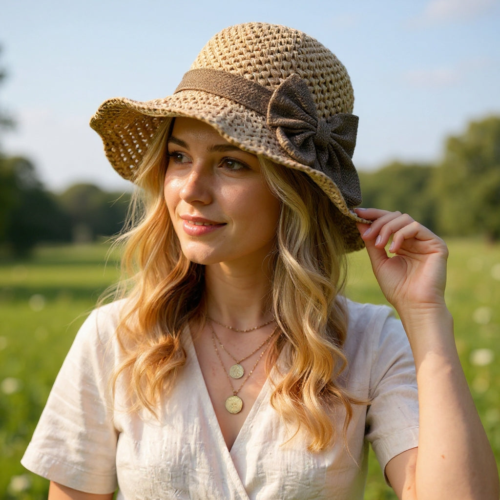Cora | Atmungsaktiver Sonnenhut Damen mit Vintage-Schleife – Leichter Sommerhut für Stilbewusste 2
