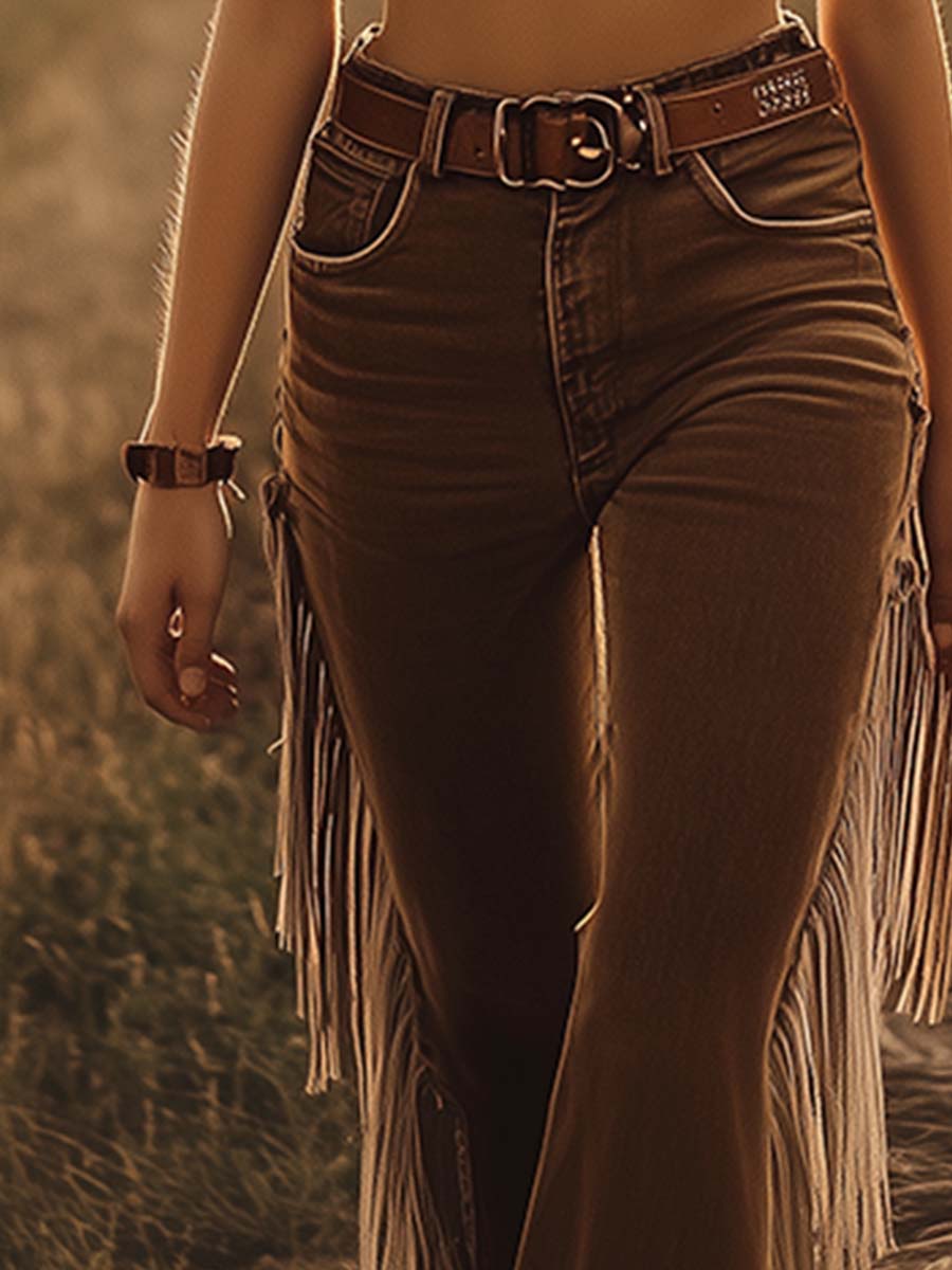 Cordelia | Dramatische Fransen &amp; Flared Damen Western-Jeans 3