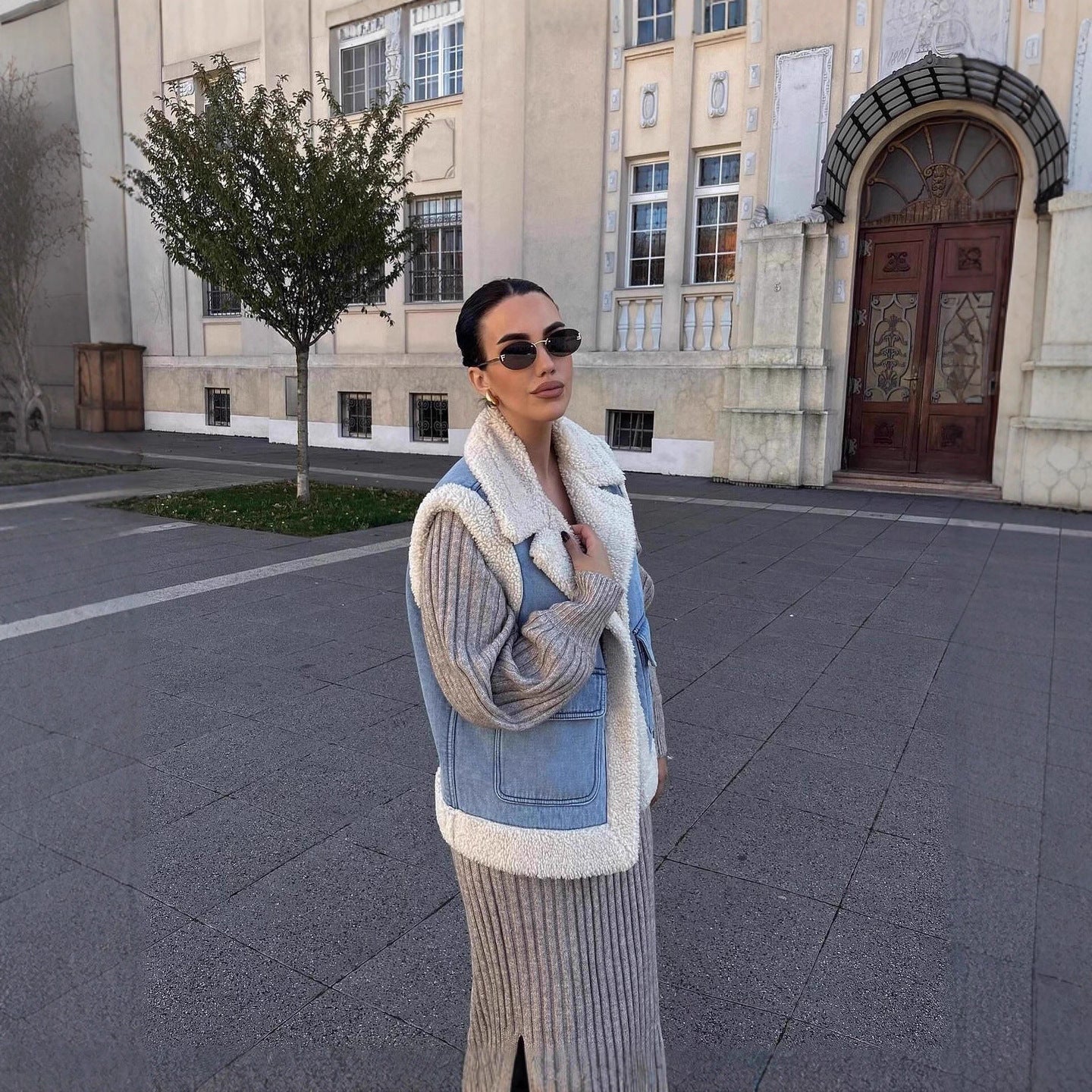 Damen Weste im Vintage-Style aus Denim mit Fleecefutter Drune 2