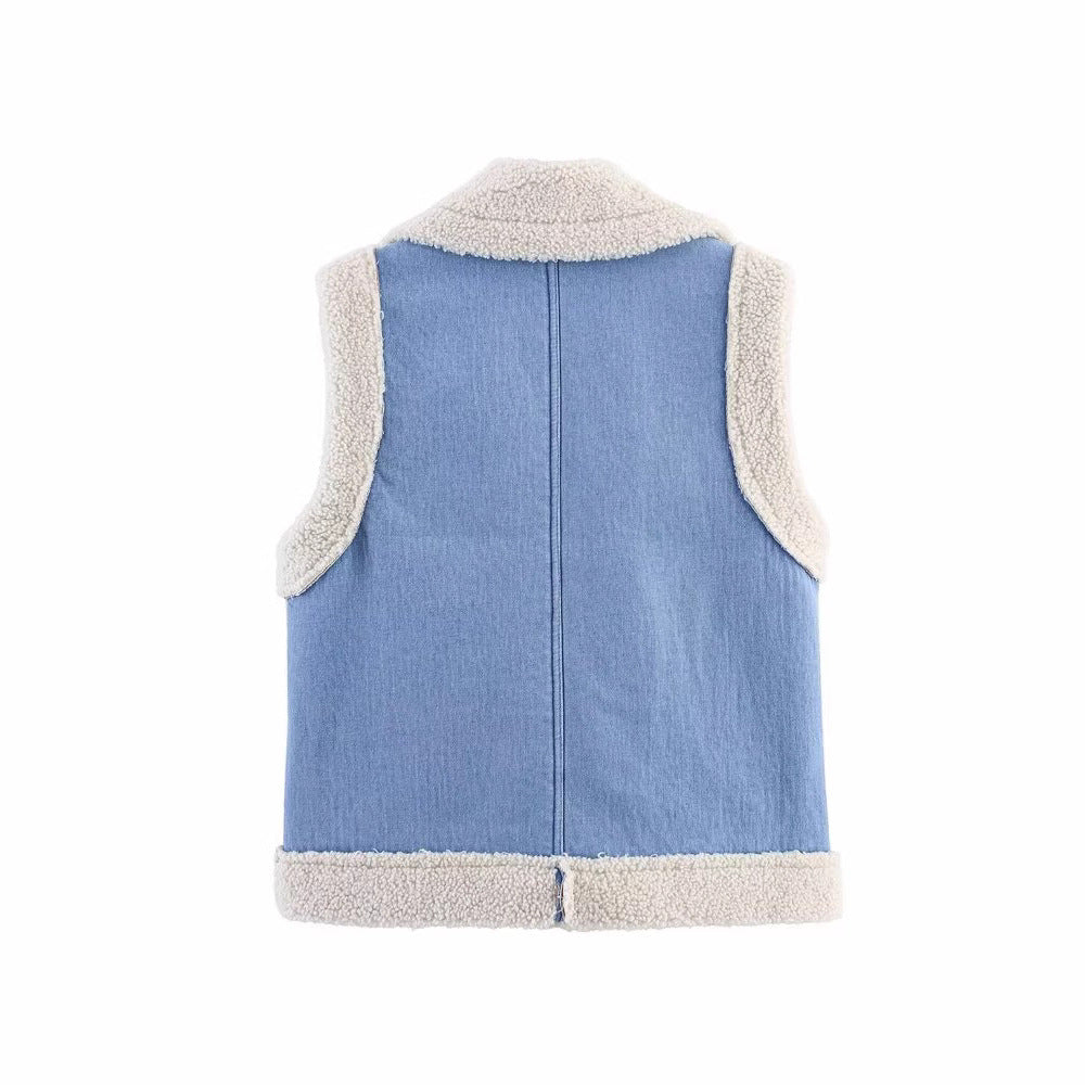 Damen Weste im Vintage-Style aus Denim mit Fleecefutter Drune 4