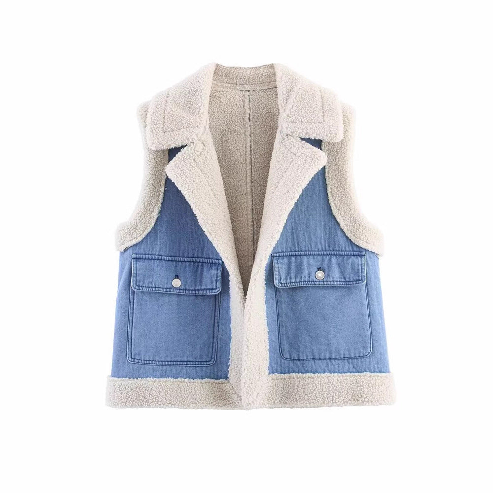 Damen Weste im Vintage-Style aus Denim mit Fleecefutter Drune 5