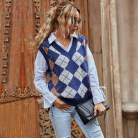 Mia | Klassische und bequeme Karomuster Strickweste