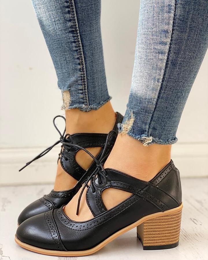 Daphne | Bequeme & Stilvolle Schuhe Damen Oxford mit Blockabsatz 4