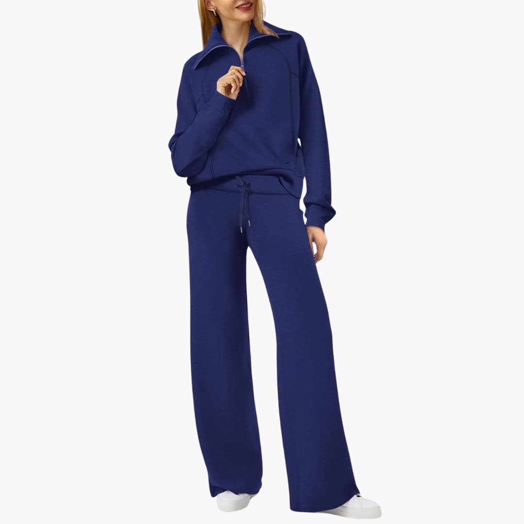 Daphne | Bequemes Loungewear Set Damen – Stilvoller Halbreißverschluss & Weite Hose 0