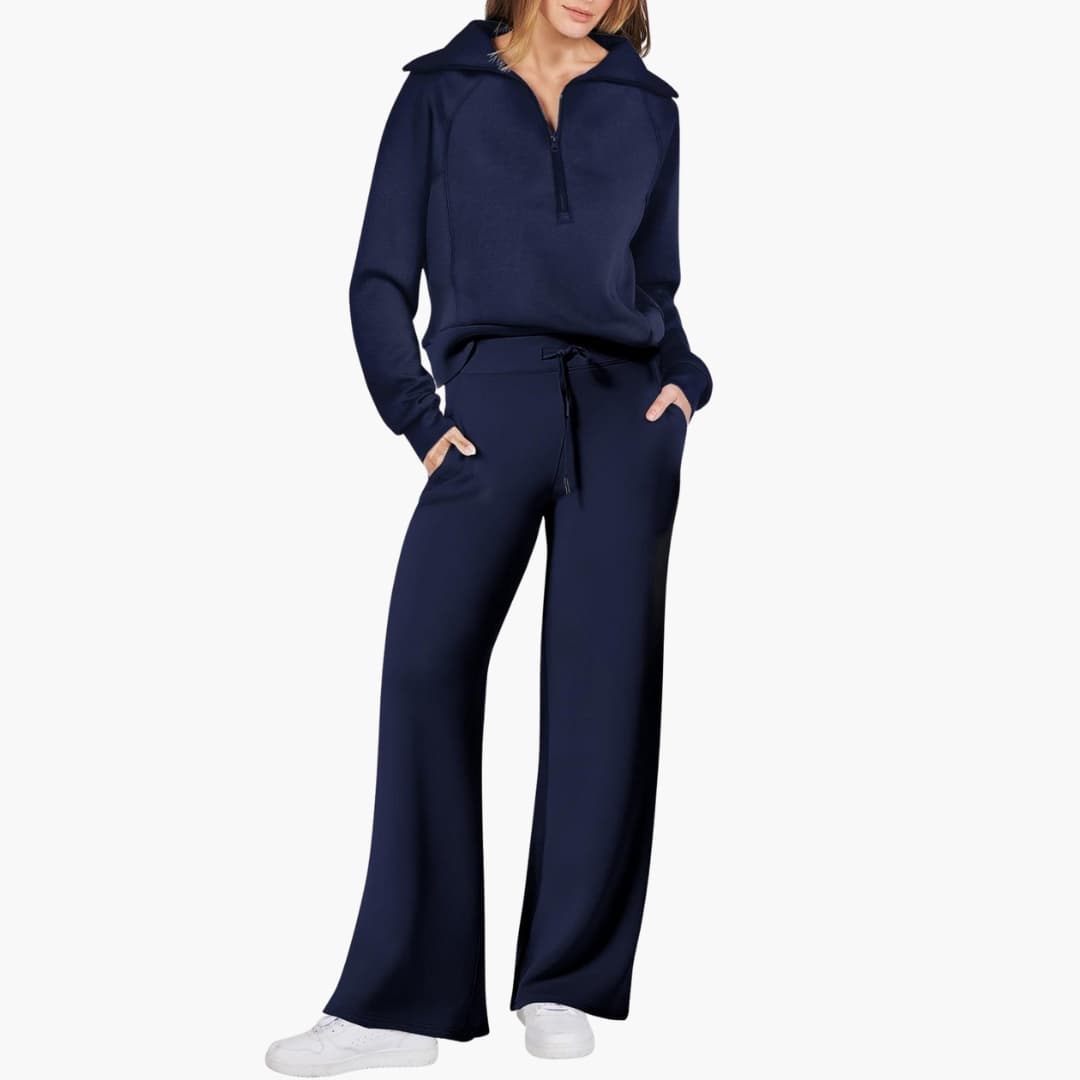 Daphne | Bequemes Loungewear Set Damen – Stilvoller Halbreißverschluss & Weite Hose 13