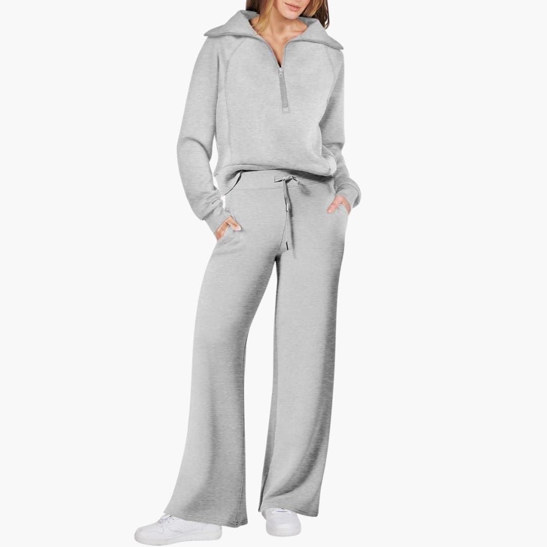 Daphne | Bequemes Loungewear Set Damen – Stilvoller Halbreißverschluss & Weite Hose 17