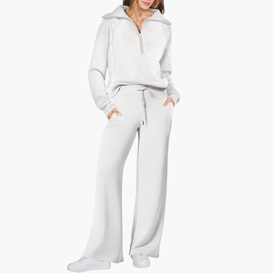 Daphne | Bequemes Loungewear Set Damen – Stilvoller Halbreißverschluss & Weite Hose 18