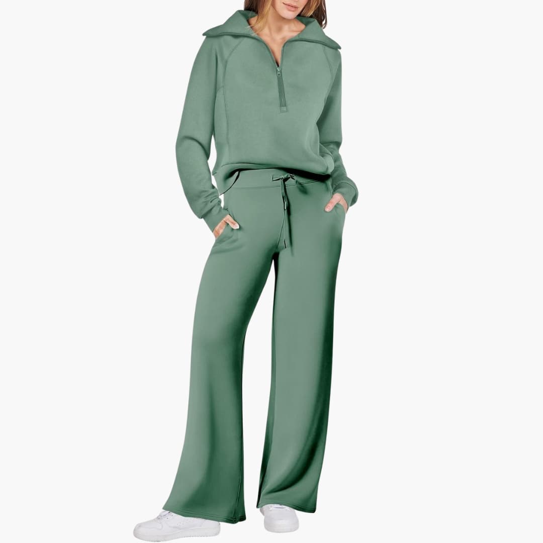 Daphne | Bequemes Loungewear Set Damen – Stilvoller Halbreißverschluss & Weite Hose 19