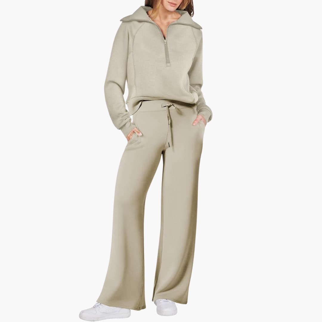 Daphne | Bequemes Loungewear Set Damen – Stilvoller Halbreißverschluss & Weite Hose 21