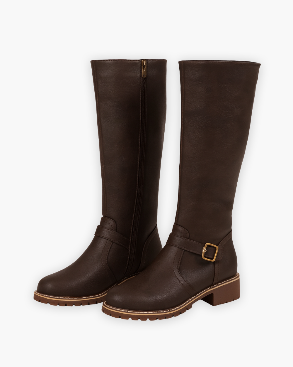 Schnallen kniehohe Stiefel mit Profilsohle