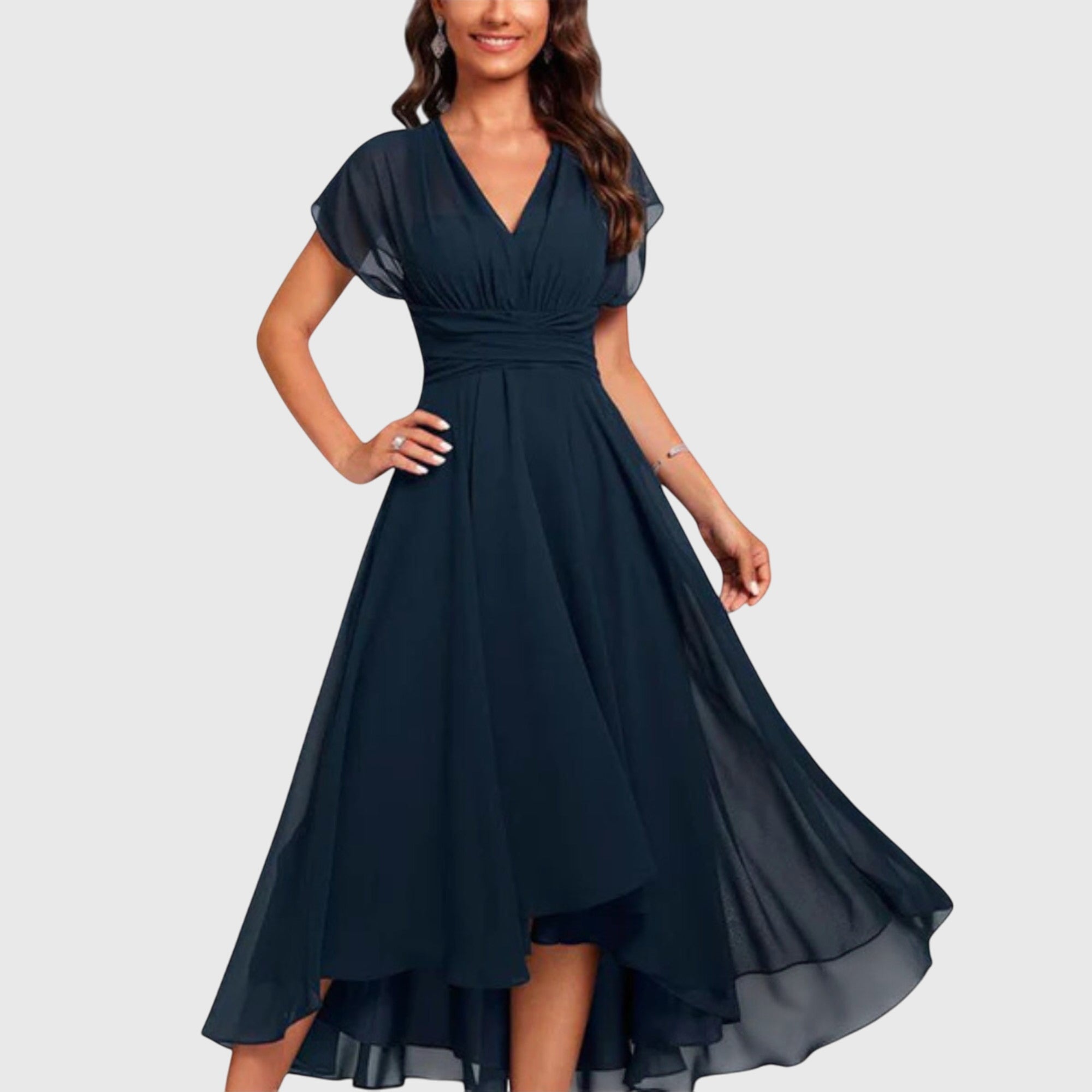Delia | Elegantes Wickelkleid für Damen – V-Ausschnitt, Midi-Länge &amp; Perfekt für Festliche Anlässe 0