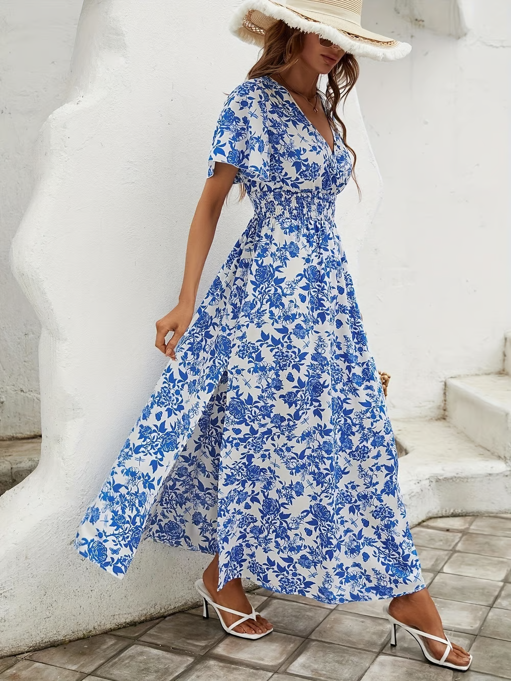 Delilah | Elegantes, Florales Damen-Maxikleid mit V-Ausschnitt 4