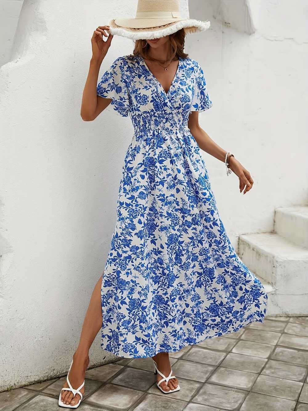 Delilah | Elegantes, Florales Damen-Maxikleid mit V-Ausschnitt 5