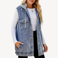 Sandra | Lässige und stilvolle denim Kapuzenweste