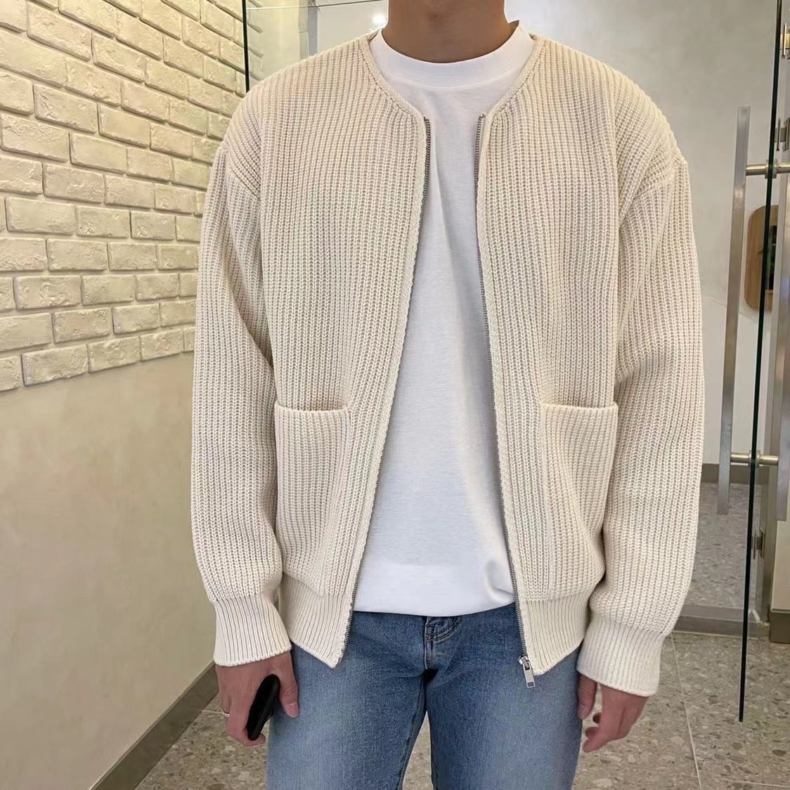 Drune | Up Weste Lange Ärmel Gestrickte Weste Herrenstrickwaren 0
