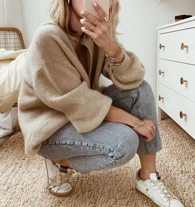Drune | Weste Knopfleiste Beige Strickweste Strickwaren für Damen 2