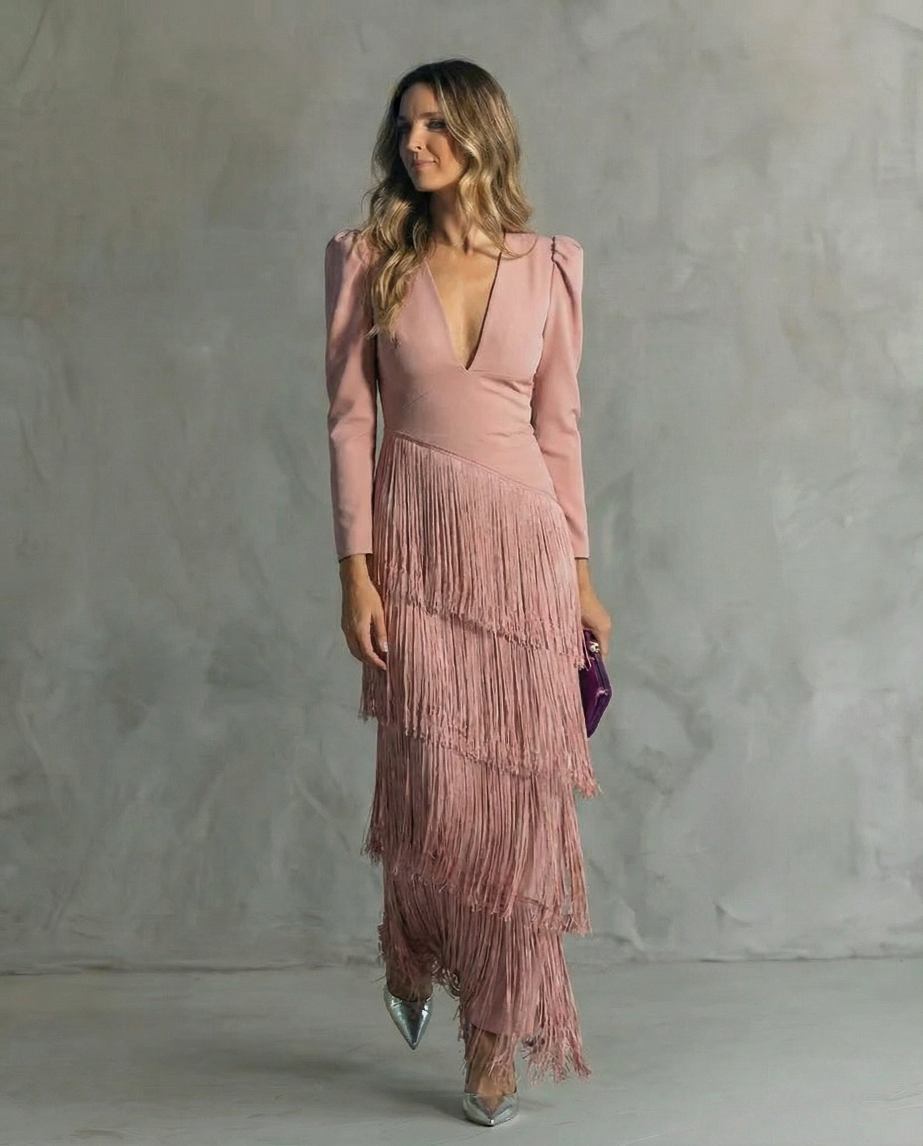 Elysia | Elegantes Damen Maxikleid – V-Ausschnitt, Fransen &amp; Festlich für Sommerveranstaltungen 2