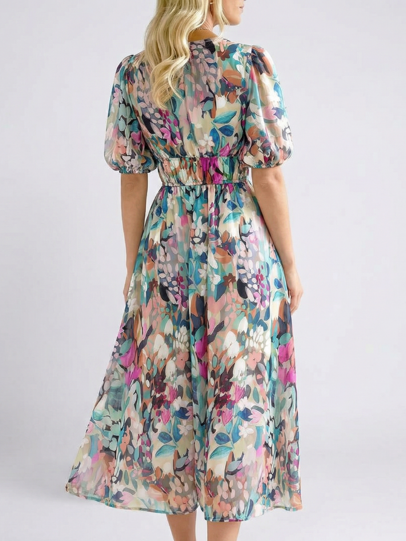 Elysia | Elegantes, Florales V-Ausschnitt Damenkleid – Perfekt für Hochzeitsgast & Festliche Anlässe 1