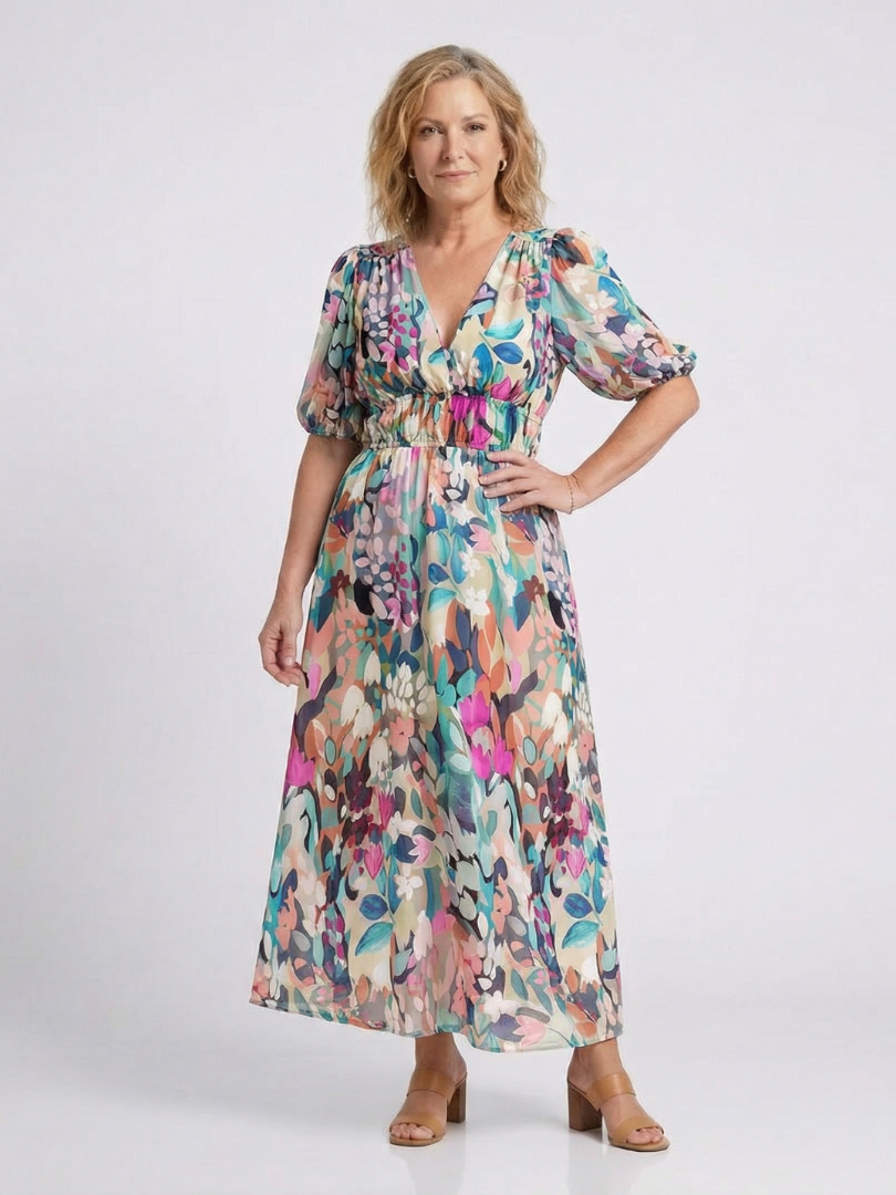 Elysia | Elegantes, Florales V-Ausschnitt Damenkleid – Perfekt für Hochzeitsgast & Festliche Anlässe 2