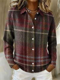 Karin | Klassische und bequeme  Strick-Strickjacke mit Karomuster