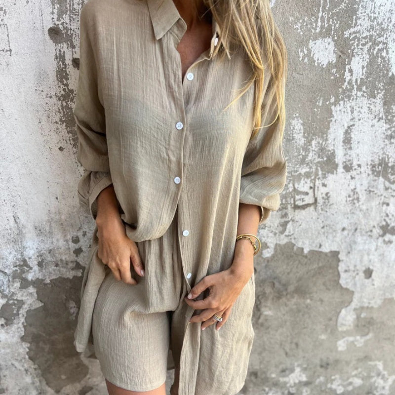 Fina | Luftiges, Bequemes Damen Set – Stilvolles Twin Set für Frühling in Kobaltblau 0