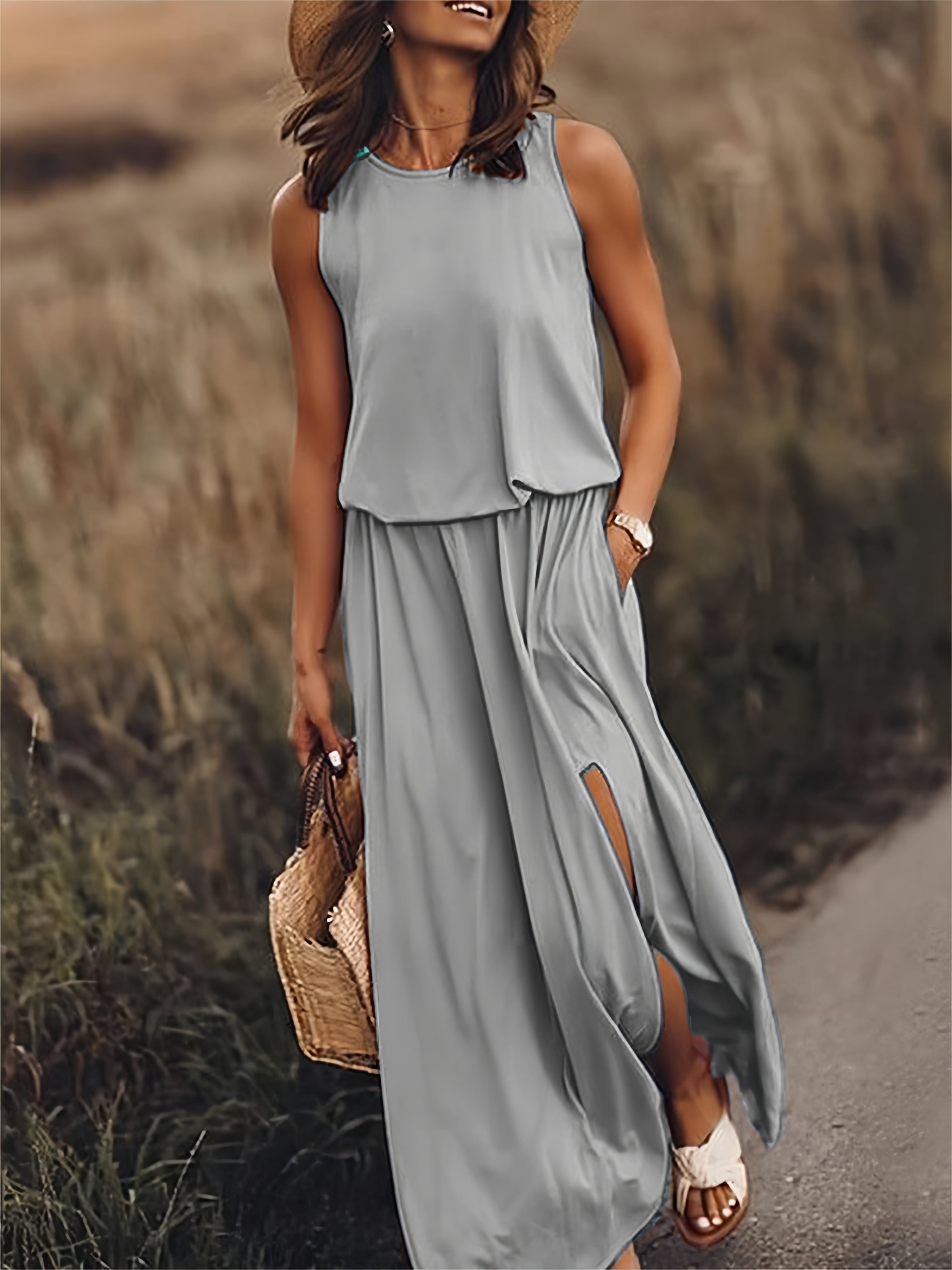 Fiona | Ärmelloses, Elegantes &amp; Bequemes Damen-Maxikleid 5
