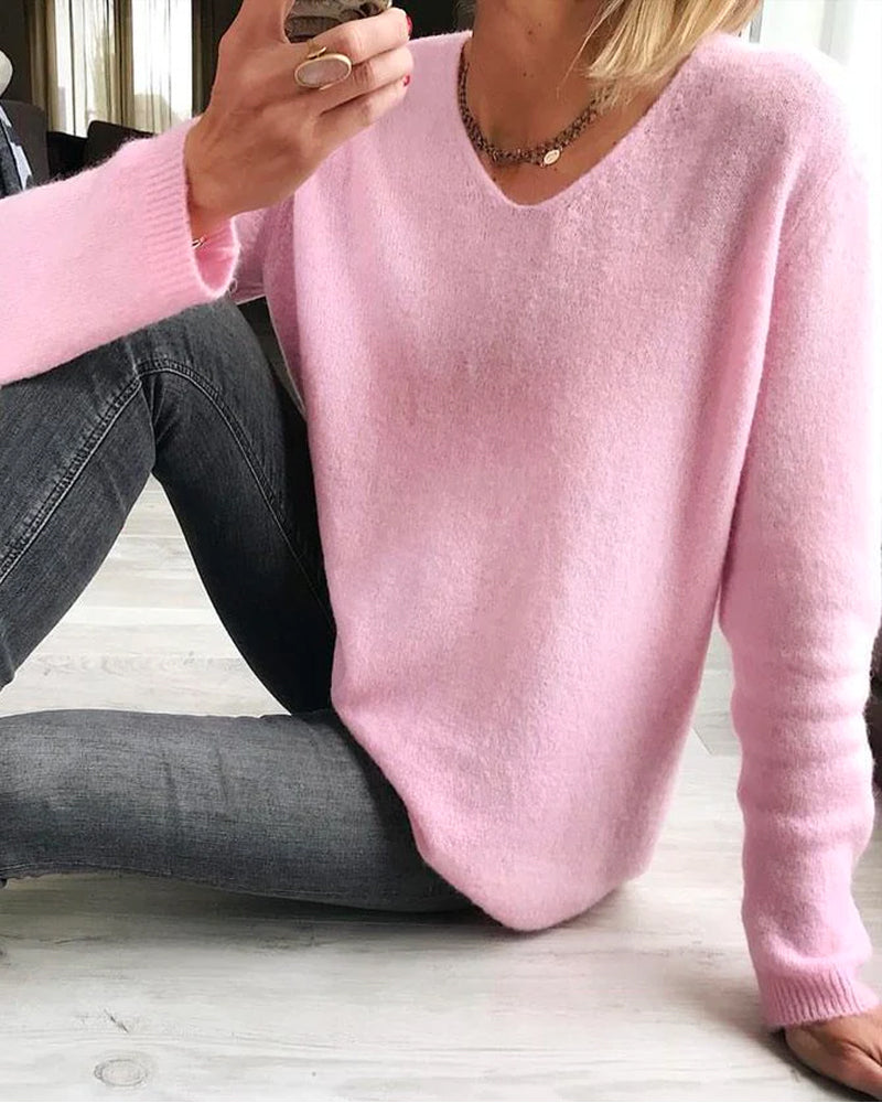 Gina | Eleganter, Bequemer &amp; Vielseitiger Langarmpullover mit V-Ausschnitt 0