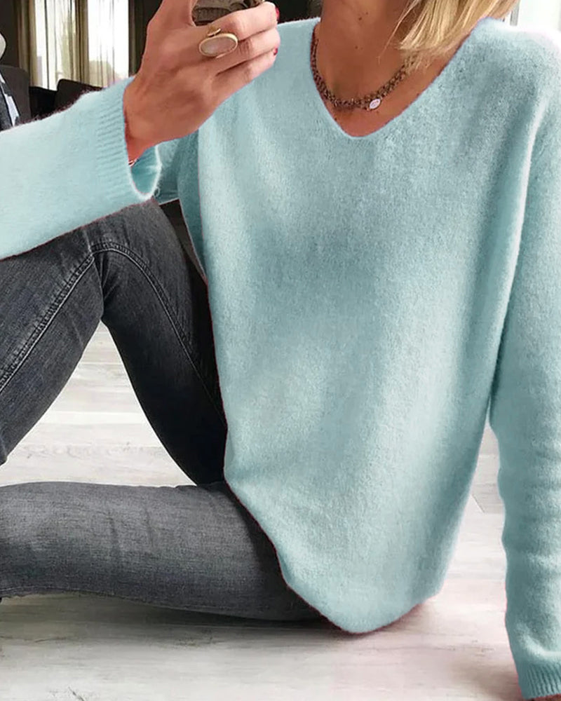 Gina | Eleganter, Bequemer &amp; Vielseitiger Langarmpullover mit V-Ausschnitt 2