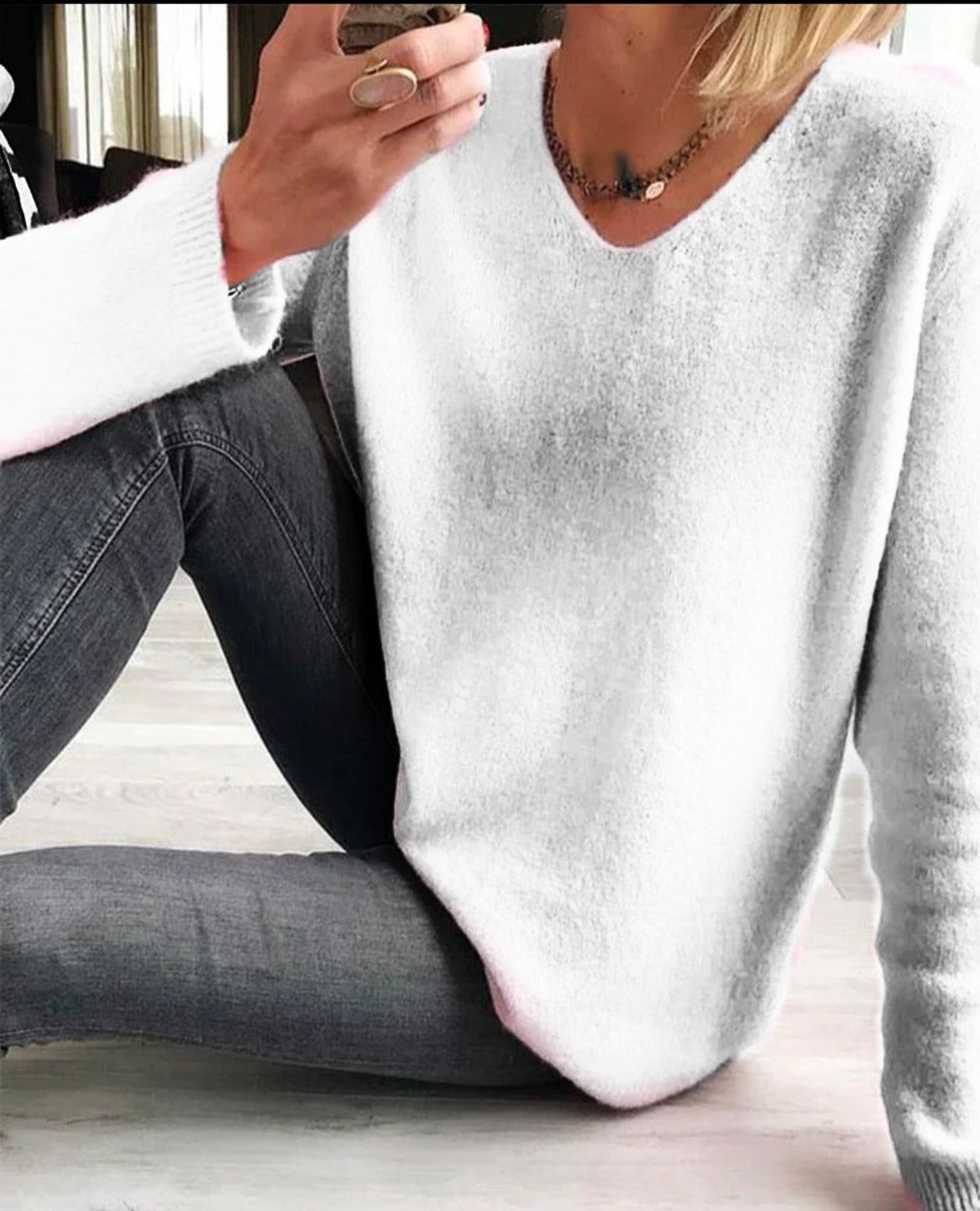 Gina | Eleganter, Bequemer &amp; Vielseitiger Langarmpullover mit V-Ausschnitt 6