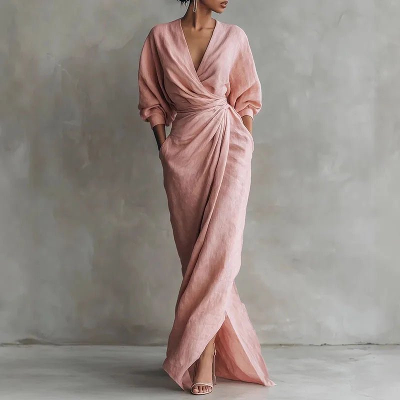 Gina | Elegantes Maxikleid Langarm für Hochzeitsgast – Figurbetont & Festlich 0