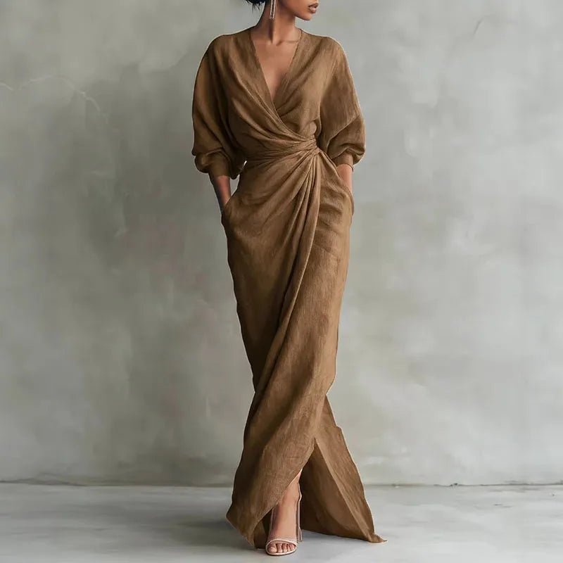 Gina | Elegantes Maxikleid Langarm für Hochzeitsgast – Figurbetont & Festlich 2