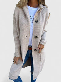 Klaudia | Eleganter und klassischer knopfverschlossener Longline Strickjacke
