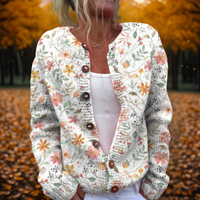 Jennifer | Gemütliche und lässige Strickjacke mit Blumenmuster