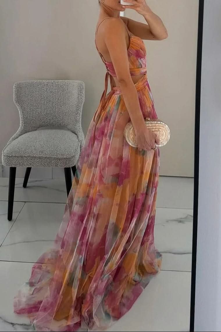 Grace | Lebendiges Maxikleid aus Tüll mit Aquarellblumenmuster 6