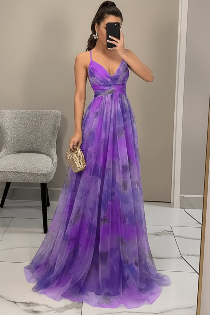 Grace | Lebendiges Maxikleid aus Tüll mit Aquarellblumenmuster 7