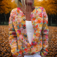 Laura | Elegante  Strick-Strickjacke mit Blumenmuster