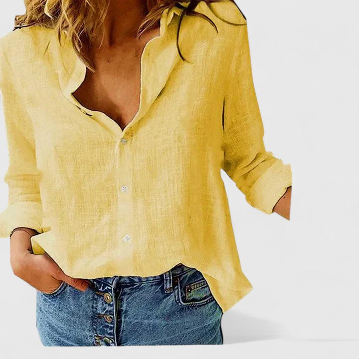 Hana | Leinen Button-Down Hemd Damen Elegant Lässig Fit 5