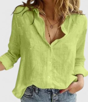 Hana | Leinen Button-Down Hemd Damen Elegant Lässig Fit 6