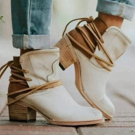 Harlow | Damen Western-Stiefeletten Blockabsatz Schnürstiefeletten Vielseitig 0