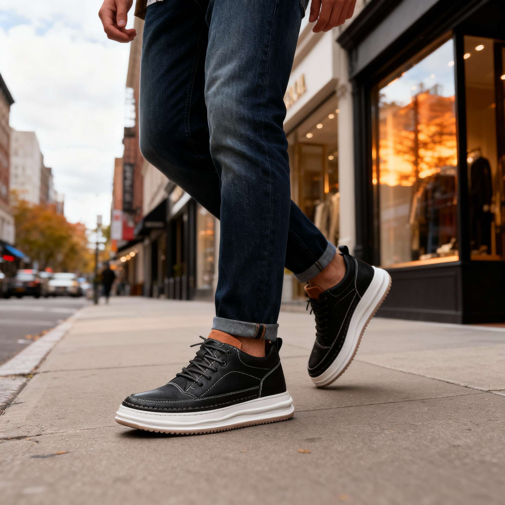 Harlow | Elegante & Bequeme Schwarze Ledersneaker Herren 6