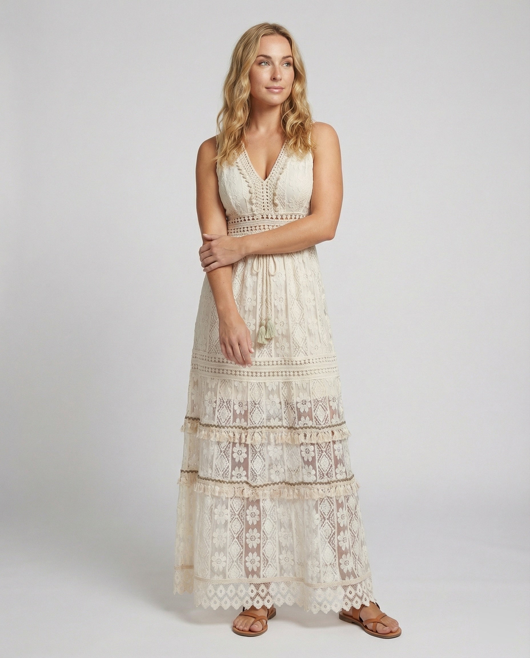 Harmonia | Anmutiges, Bequemes Boho-Damenkleid aus Spitze für den Sommer 0