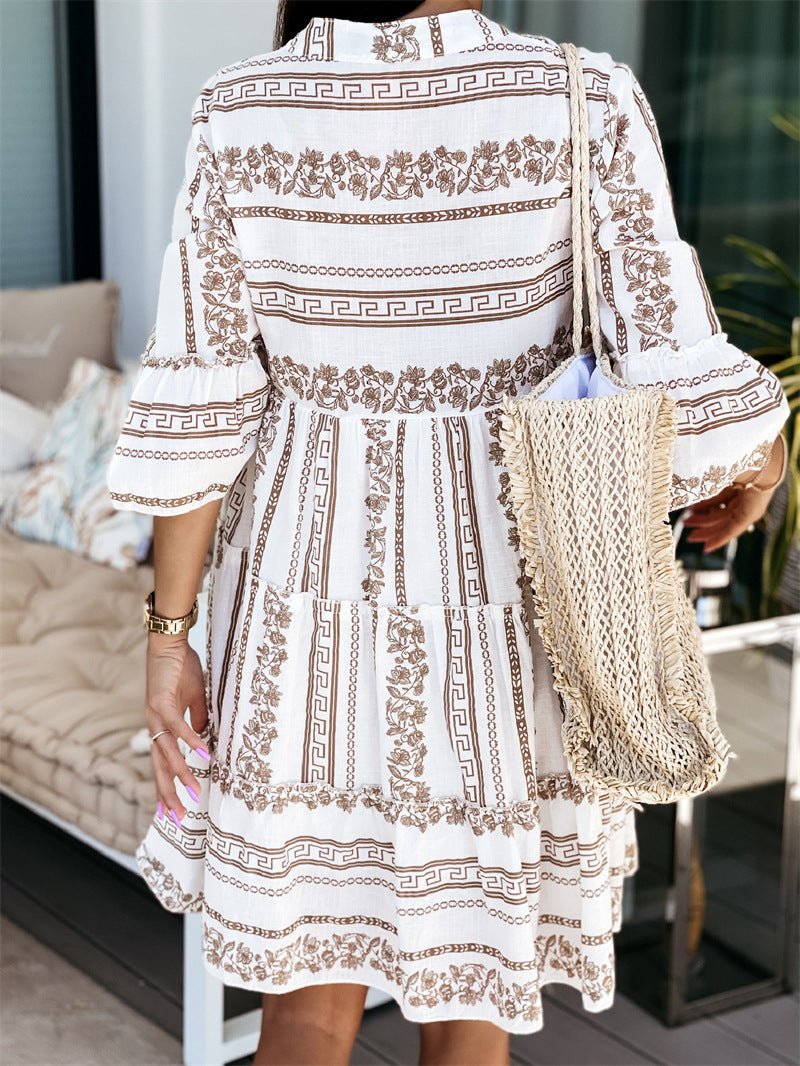 Harper | Boho-Minikleid mit Stufenmuster und Print 8