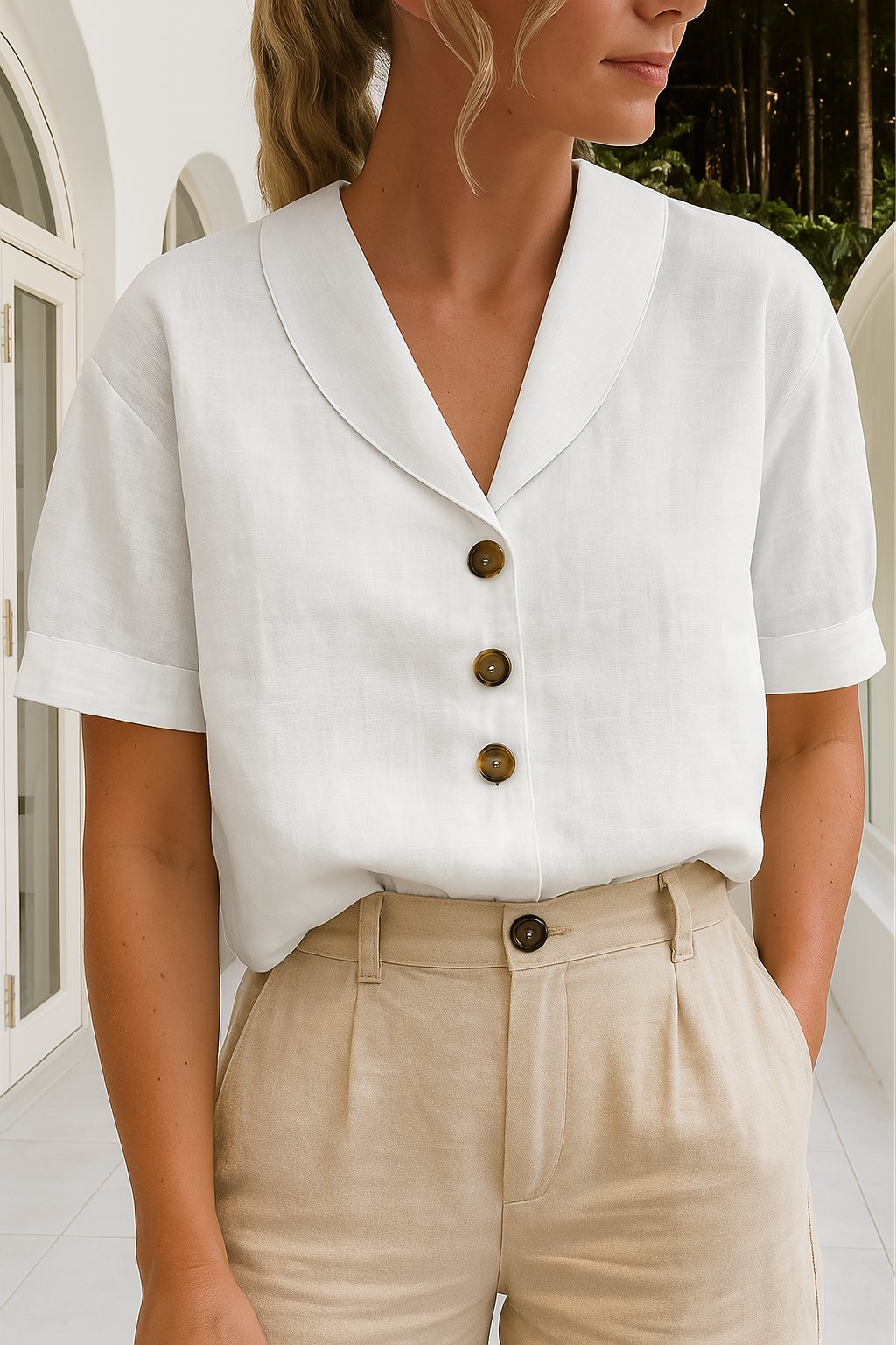 Havena | Elegante, Bequeme & Vielseitige Damen-Bluse mit V-Ausschnitt 0