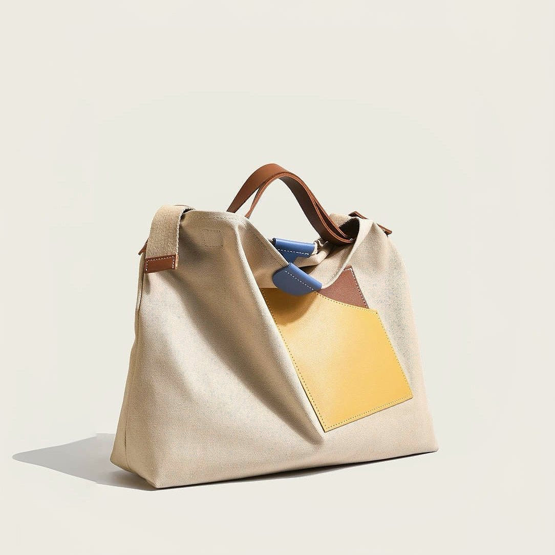 Hazel | Tragetasche aus Canvas mit Farbblockmuster 2