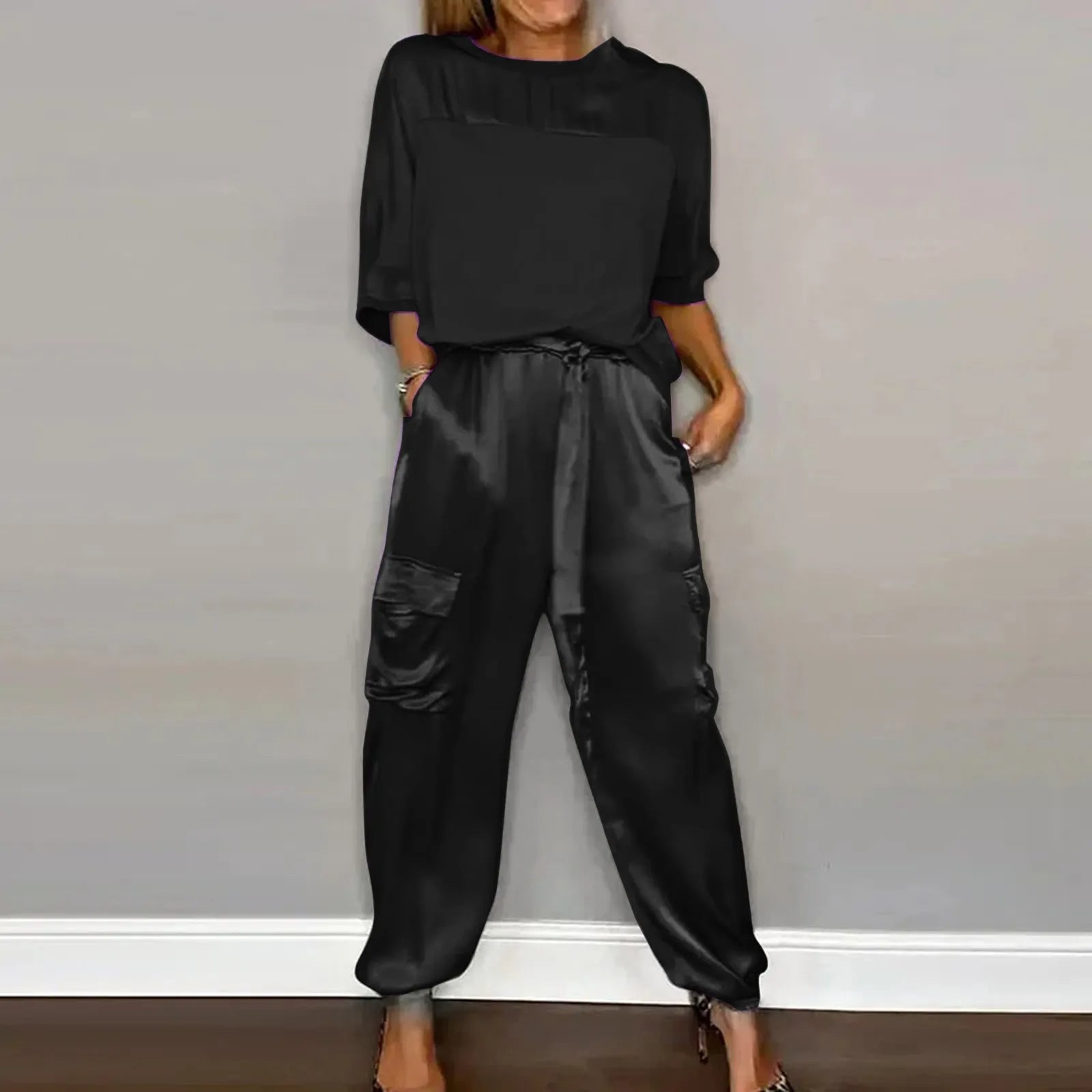 Heidi-Mode | Elegantes, Bequemes &amp; Vielseitiges Damen Satin Zweiteiler 1