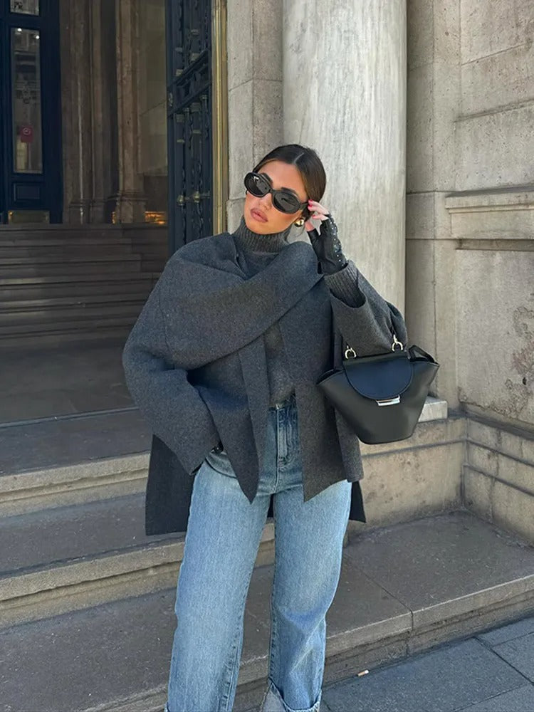 Heidi-Modus | Eleganter, Asymmetrischer Cape Mantel für Übergangszeiten 3