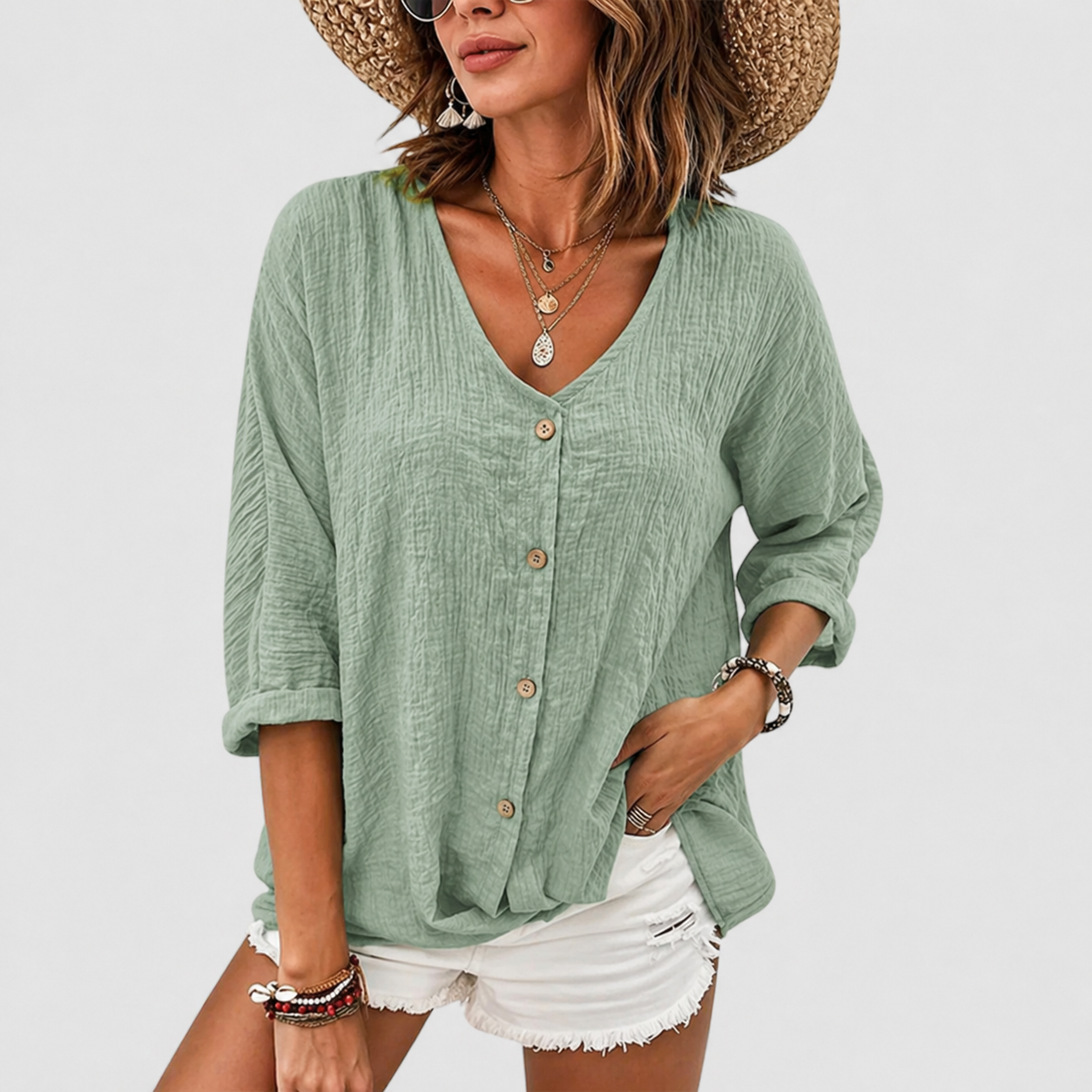 Helena | Atmungsaktive, Elegante &amp; Bequeme Sommer-Leinenbluse 0